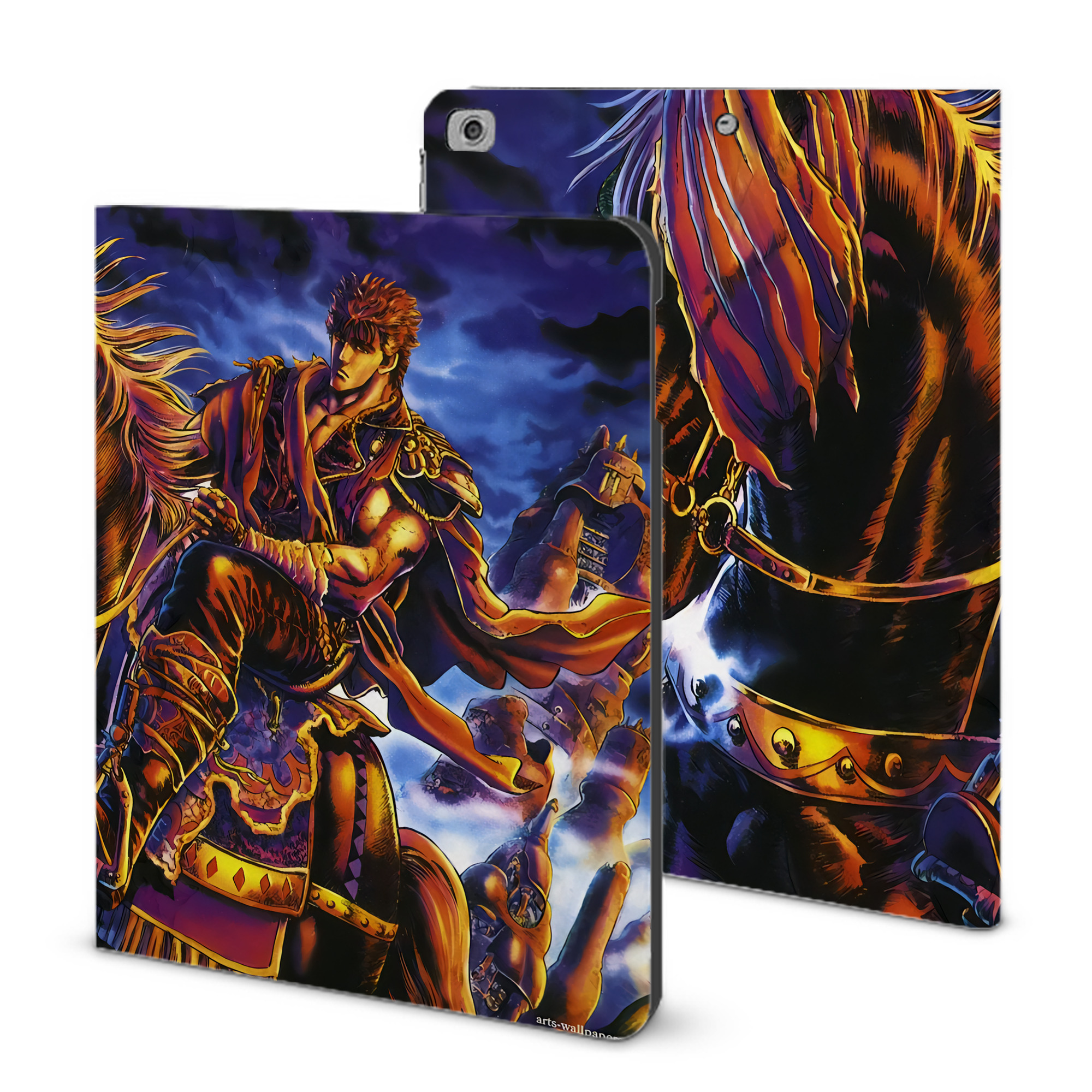 （画像用） 北斗の拳 Fist of the North Star IPad ケース ブック型 PUレザー TPU 耐衝撃 軽量 薄型 ペン収納なし 全面保護 IPad 各モデル対応